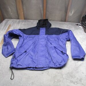 Columbia Jacket Womens Large Blue Hooded Light Pack Wind Rain Outdoor Hiking VTG